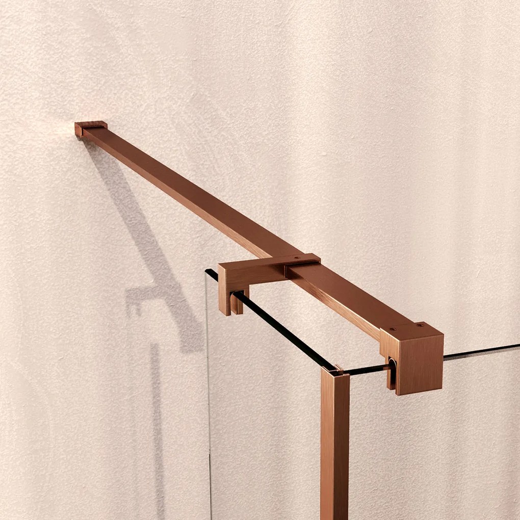 Brauer Oblivion inloopdouche helder glas 110cm met 30cm zijwand koper geborsteld PVD