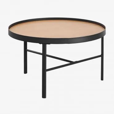 Ronde Salontafel In Hout En Staal (ø60 Cm) Gomera Bruin – Natuurlijk Hout - Sklum