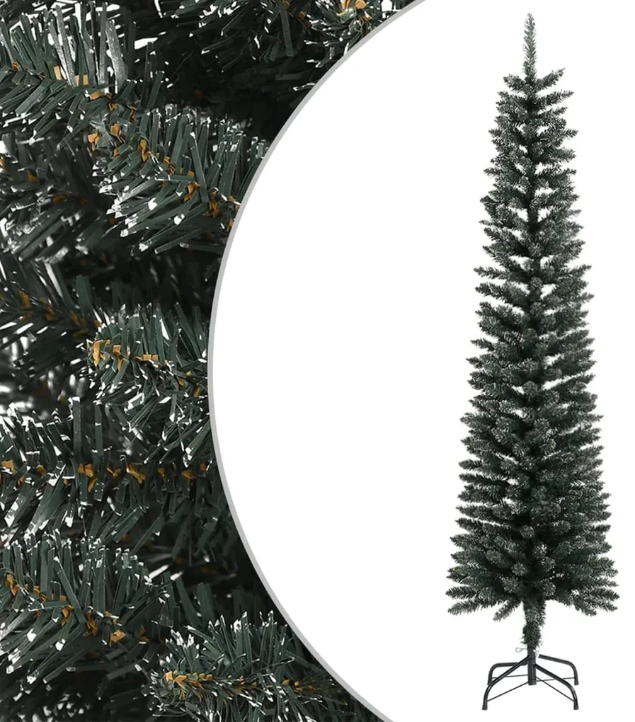 vidaXL Kunstkerstboom met standaard smal 210 cm PVC groen