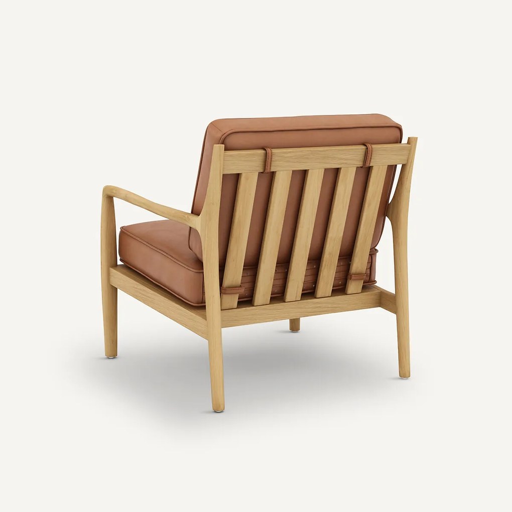 Fauteuil van eiken, fineer en leer, Dilma