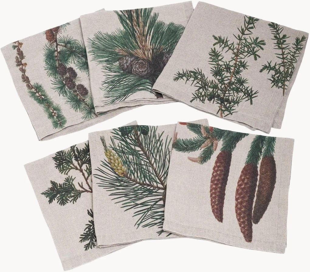 Linnen servetten Trees Conifers, 6-delig