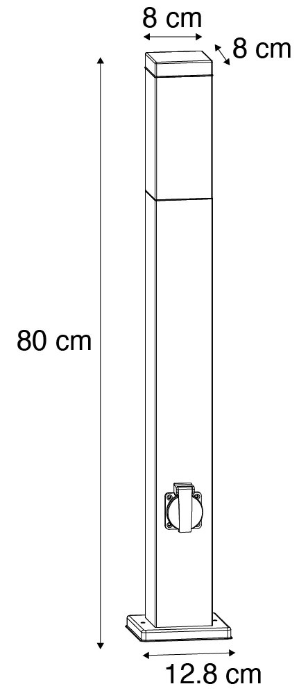 Buitenlamp antraciet 80 cm met stopcontact IP44 - Malios Modern, Design E27 IP44 Buitenverlichting