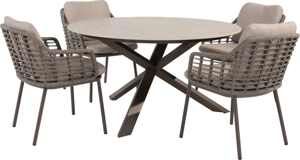 Prado Puglia dining tuinset 130xH75 cm 5 delig keramiek terre Taste 4SO