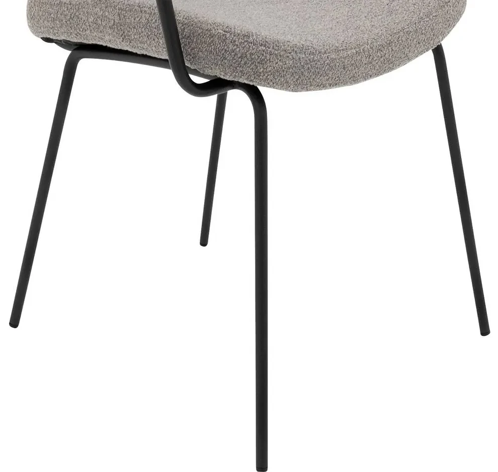 Goossens Eetkamerstoel Hjalmar grijs stof met armleuning, modern design