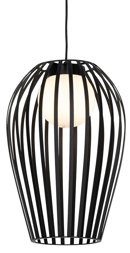 Design hanglamp zwart met opaal - Angela Design E27 rond Binnenverlichting Lamp