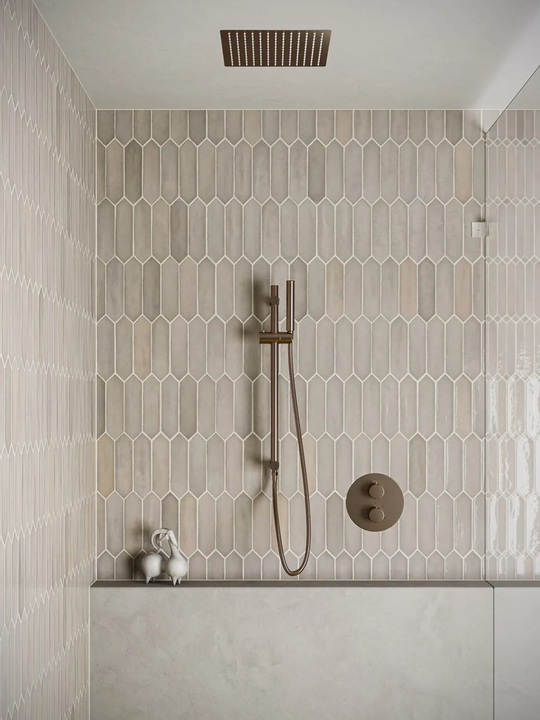 Saniclear Cube inbouw regendouche rond met inbouw douchekop 30x30cm, glijstang en staafhanddouche verouderd messing