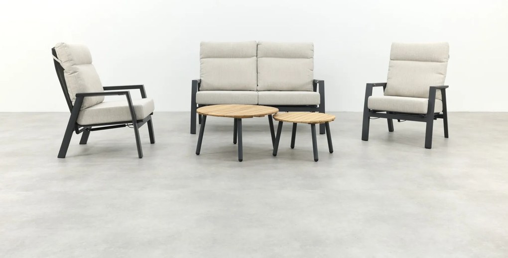 Lagos/Mindo stoel-bank loungeset 5-delig verstelbaar - Antraciet