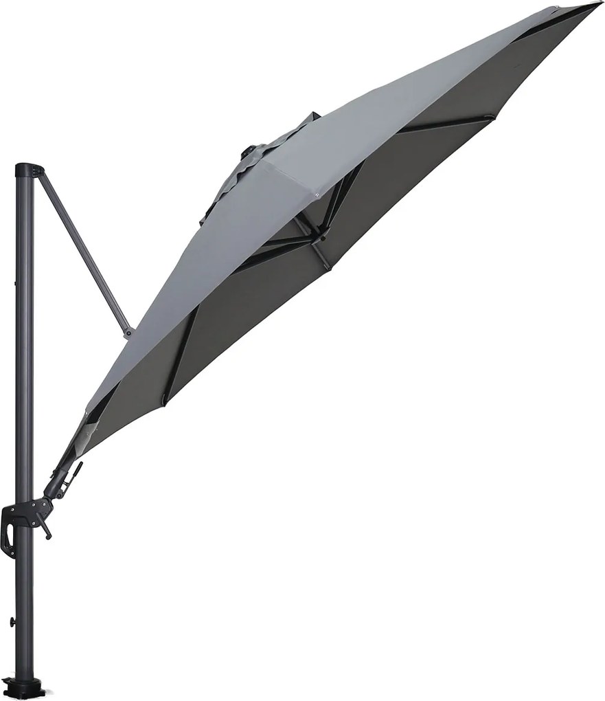 Garden Impressions Hawaii zweefparasol Ø350 cm - frame carbon black - licht grijs doek