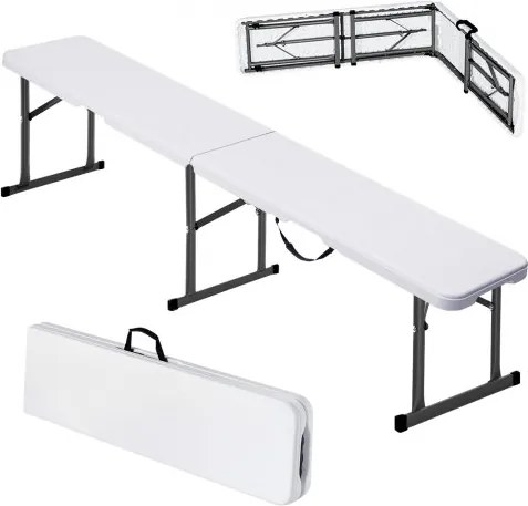 VEVOR kunststof opvouwbare bank, 1,83 m draagbare opvouwbare bank, gladde waterdichte HDPE buitenbank, picknick- en kampeerstoel met draaggreep, voor leuke activiteiten zoals voetbal in de tuin, wit (1 verpakking)