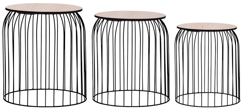 vidaXL Salontafels 3 st zwart