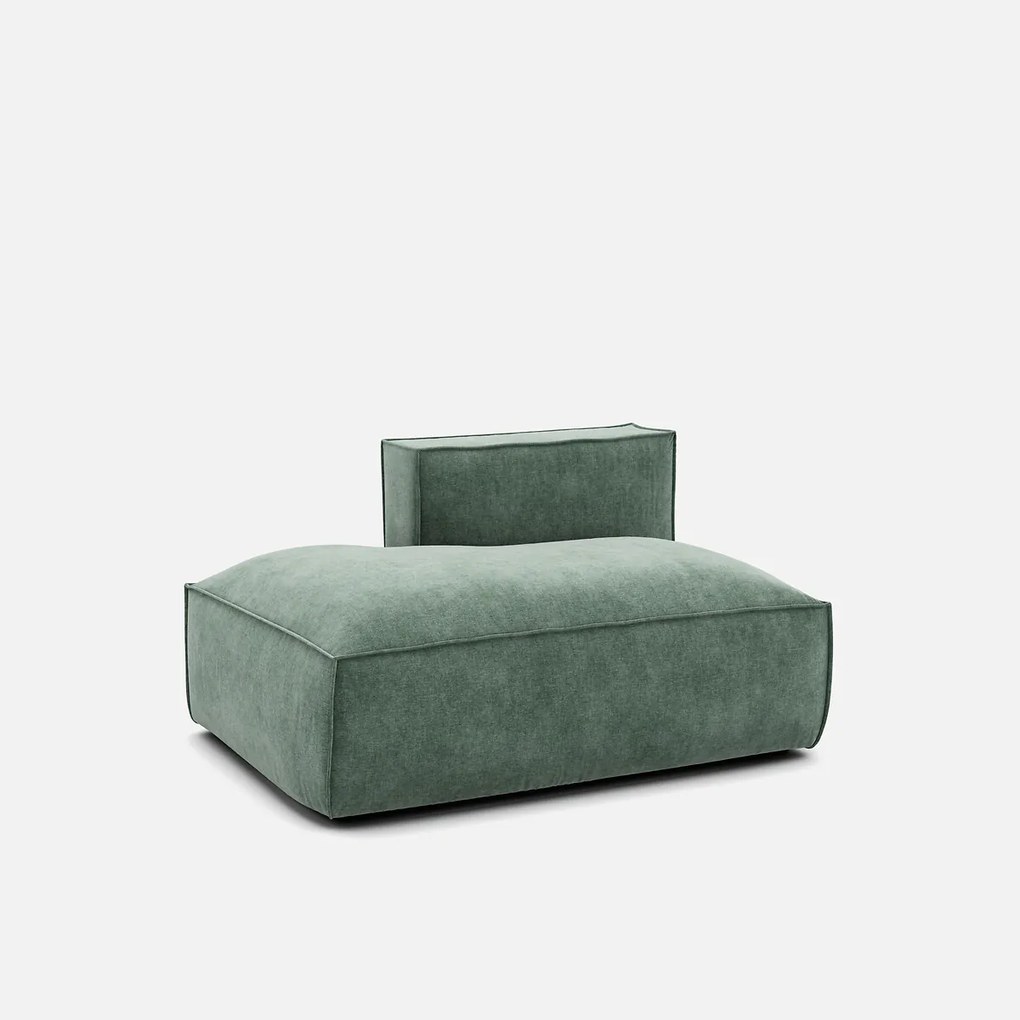 Loungebank element links voor modulaire bank, in fluweel met structuur, SEVEN