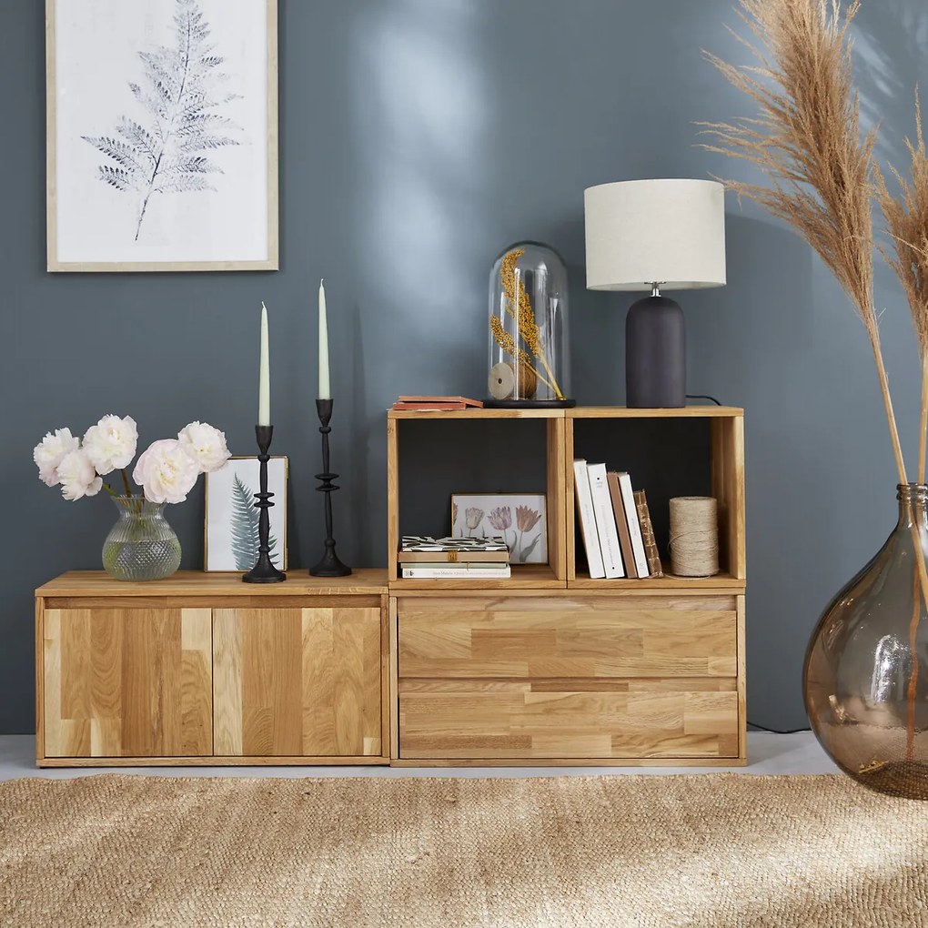 Opbergmeubel met 2 lades van eiken- en beukenhout Edgar