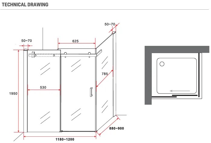 Sanigoods Onno douchecabine 120x90x195cm zwart mat