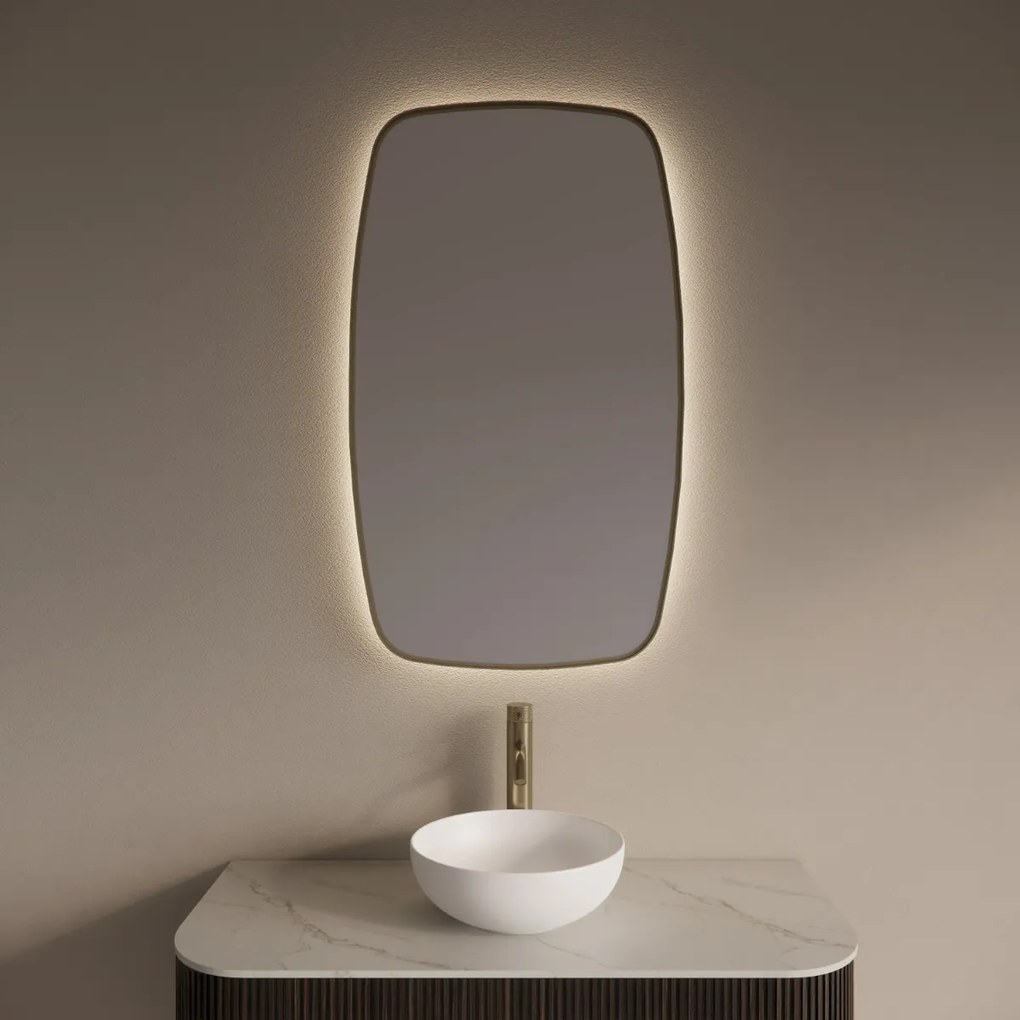 Gliss Design Epos spiegel met LED-verlichting 60x100cm verticaal mat goud