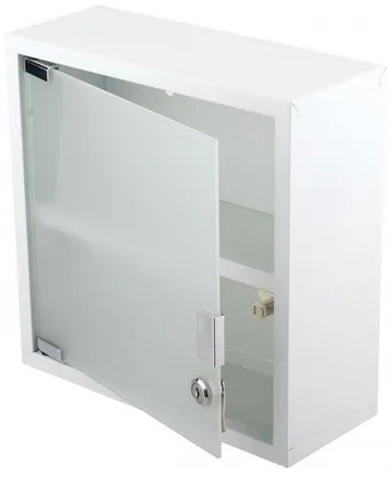 Differnz Quadro kubuskast 30x30x12cm met satin glas zonder kruis met slot wit 36.012.02