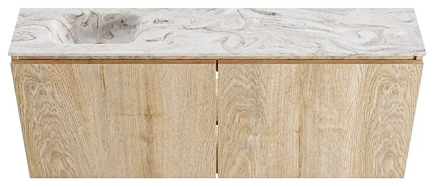 Mondiaz Ture DLux toiletmeubel 120cm washed oak met wastafel glace links met kraangat