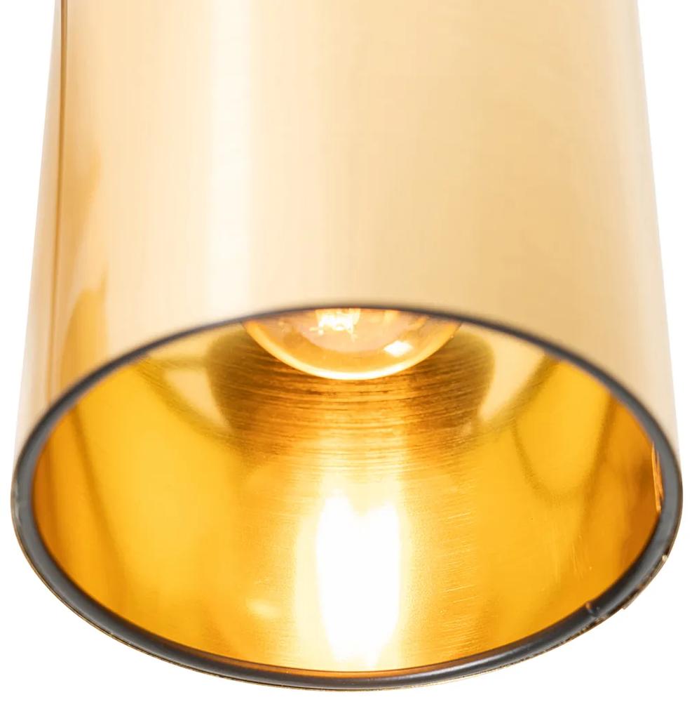 Moderne plafondlamp zwart met goud 6-lichts - Lofty Modern E14 cilinder / rond rond Binnenverlichting Lamp