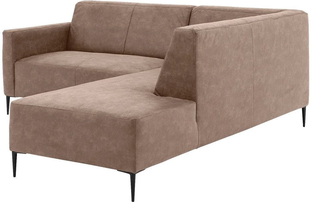 Goossens  Key West bruin, micro leer, 2-zits, modern design met ligelement rechts