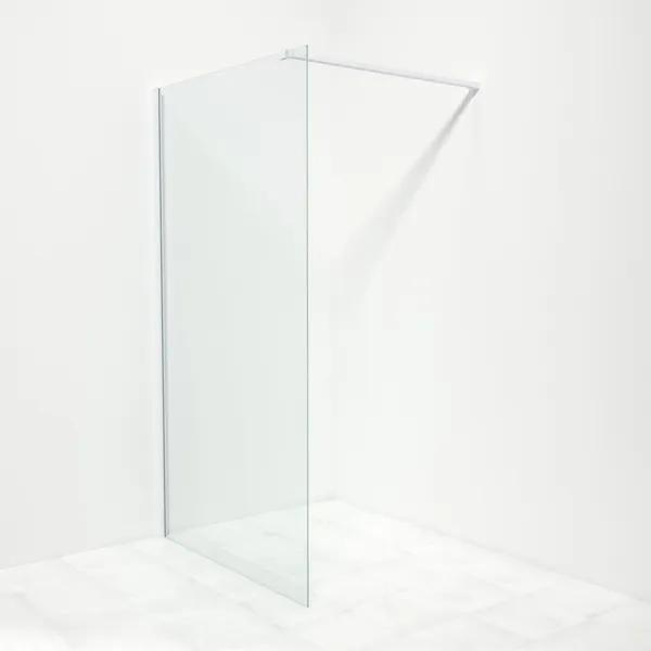 Saniclass Bellini inloopdouche 110x200cm met 8mm helder glas met mat wit profiel en stabilisatiestang