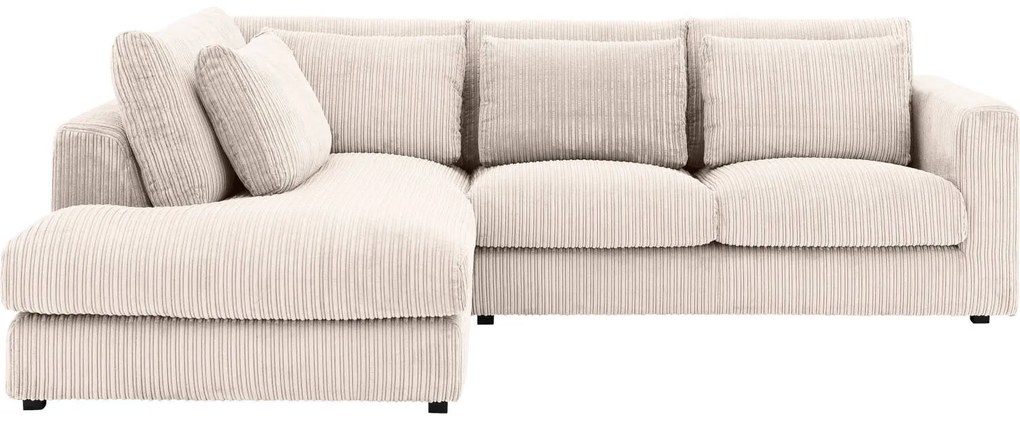 Goossens Bank Ravenia beige, stof, 2-zits, stijlvol landelijk met ligelement links