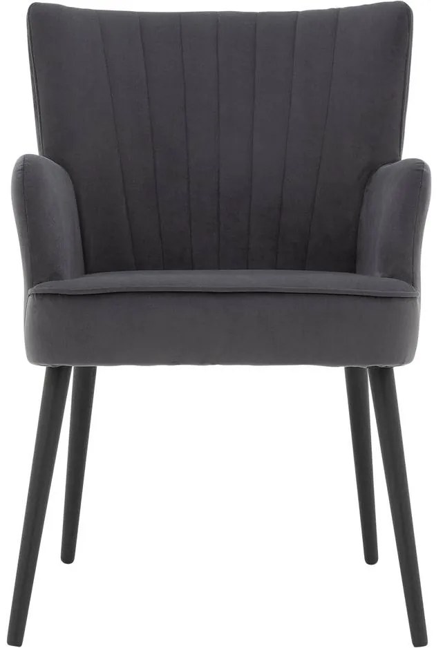 Goossens Eetkamerstoel Rob antraciet velvet stof met armleuning, urban industrieel