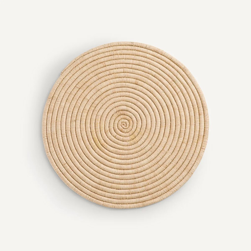 Set van 2 placemats in gevlochten raffia, Tibou