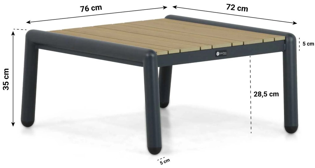 Hoek loungeset 5 personen Aluminium Grijs Santika Furniture Santika