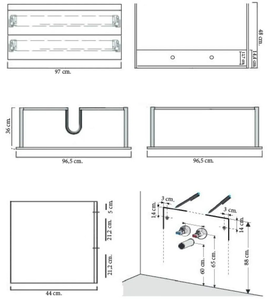 Sanicare Q6 badkamermeubel met 2 laden 100 cm schots-eiken