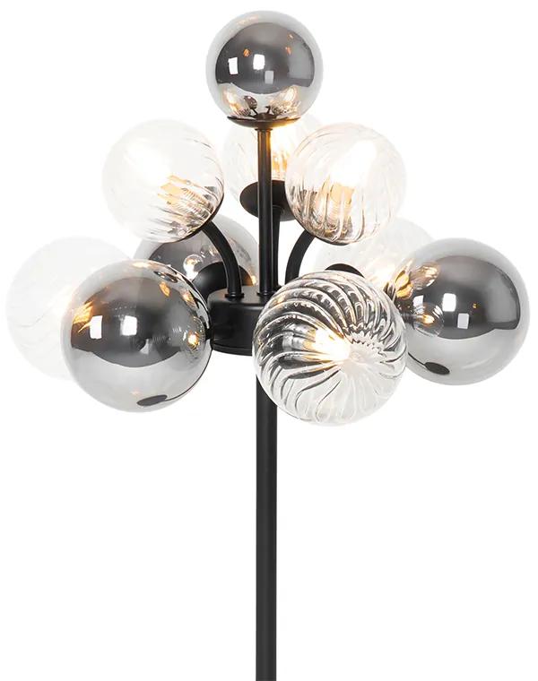 Tafellamp zwart met smoke en helder glas 6-lichts - Bonnie Art Deco G9 rond Binnenverlichting Lamp