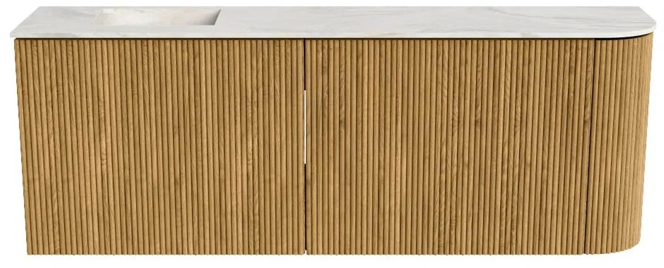 Mondiaz Joya DLux 110cm toiletmeubel ronding rechts oak met wastafel faye links 1 kraangat ostra