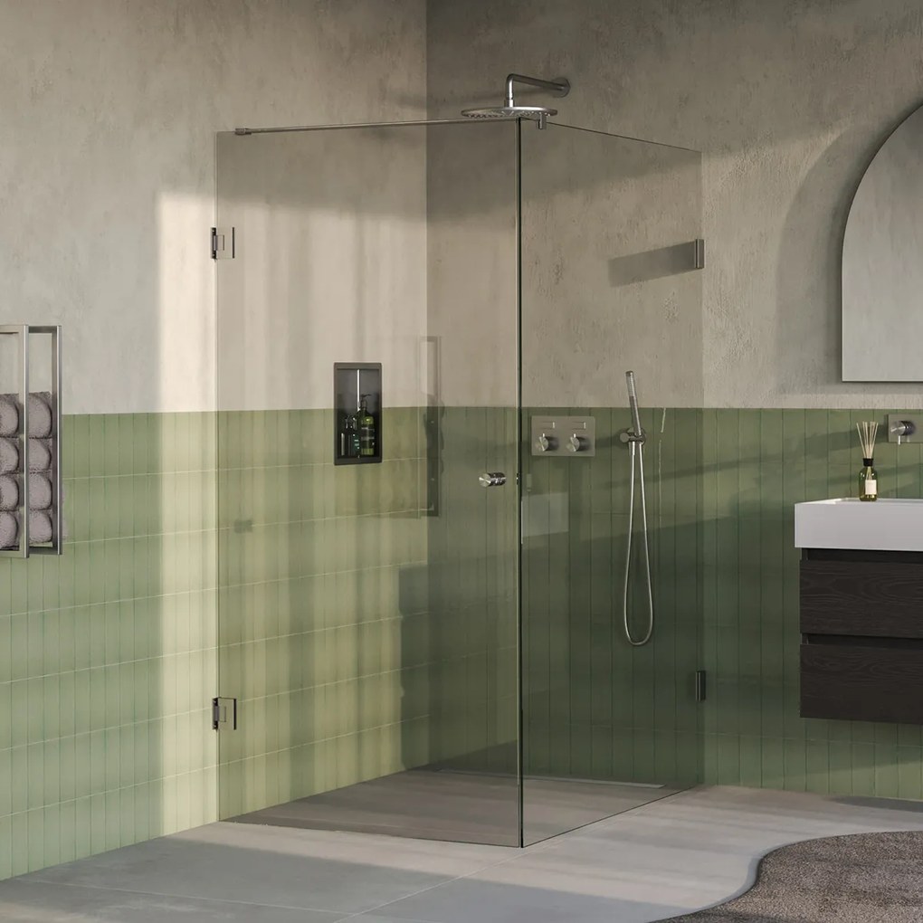 Brauer Void Carving profielloze douchecabine 100x140cm RVS geborsteld PVD