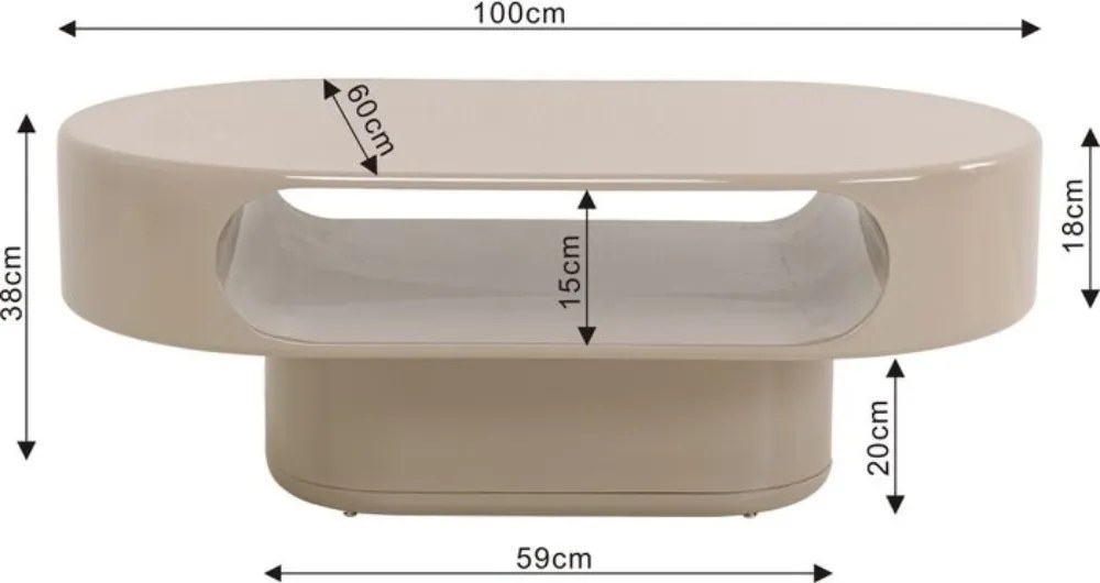 Kare Design Groove Beige Retro Salontafel - 100 X 60cm.