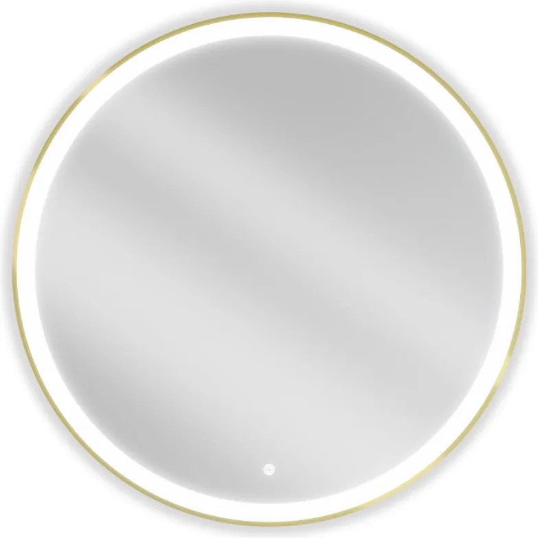Mexen Esso verlicht ronde badkamerspiegel, 90 cm, LED 6000K, anticondens, gouden frame - 9825-090-090-611-50
