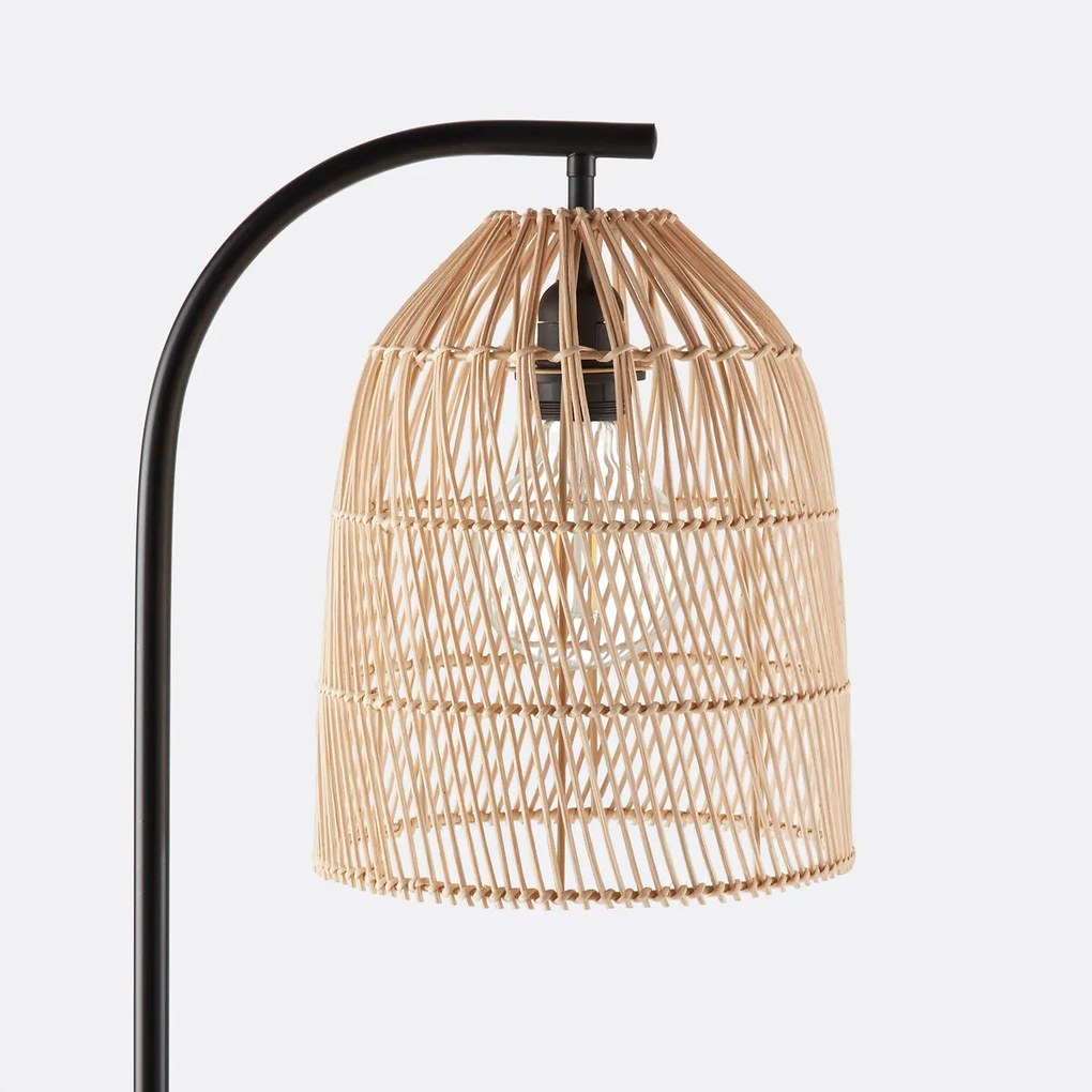 Vloerlamp van metaal en rotan, Dankia