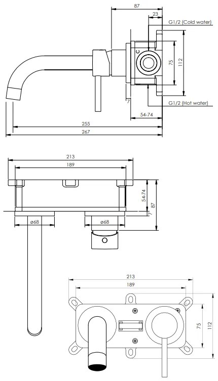 Brauer Chrome Edition ColdStart wastafelkraan inbouw gebogen uitloop en rozetten model A1 chroom