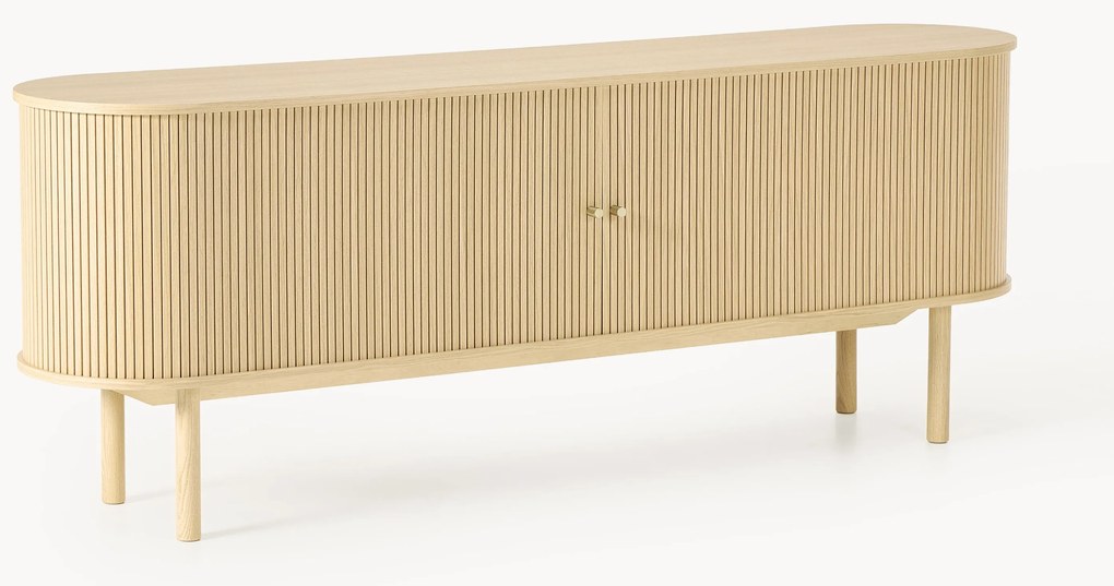 XL-dressoir Calary met geribde voorzijde in beige