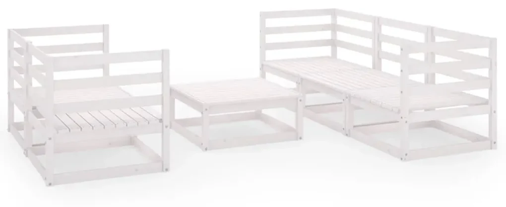 vidaXL 6-delige Loungeset massief grenenhout wit