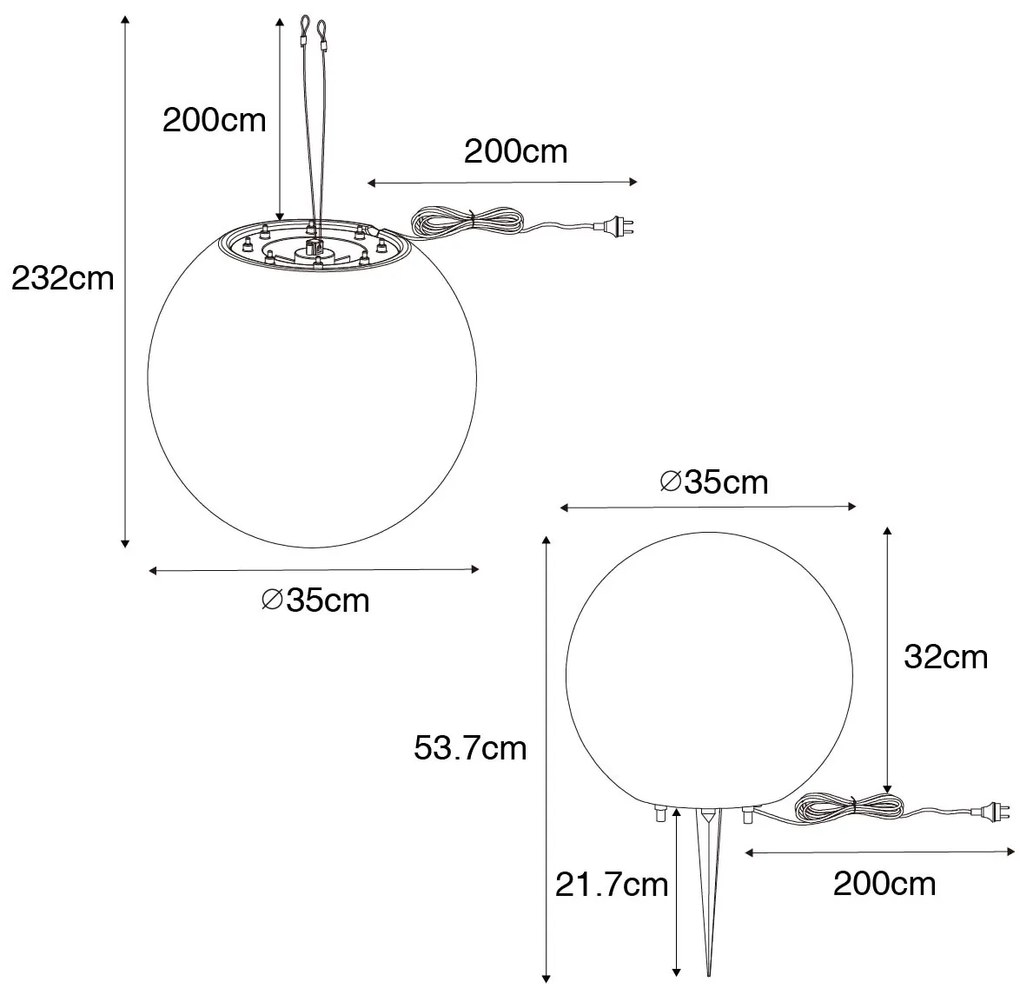 Moderne buiten hanglamp grijs 35 cm IP44 - Nura Modern E27 IP44 Buitenverlichting bol / globe / rond