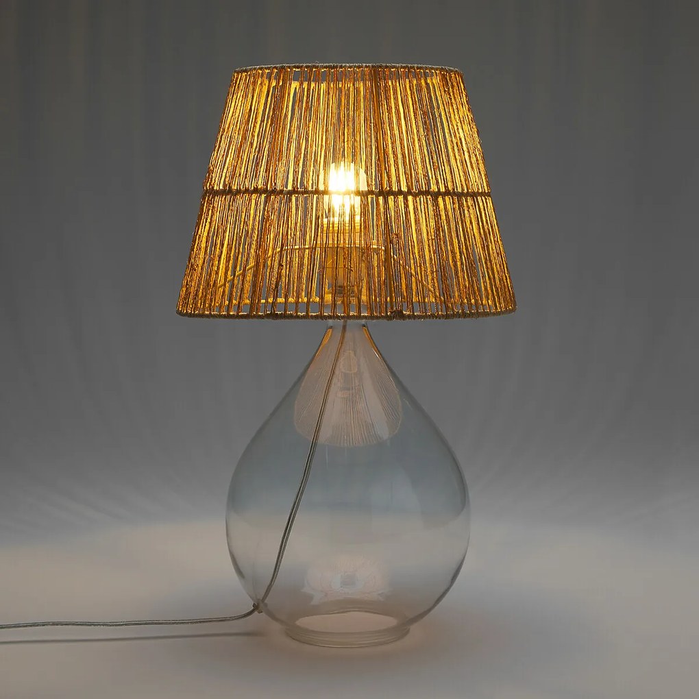 Tafellamp in glas en hennep, Yaku