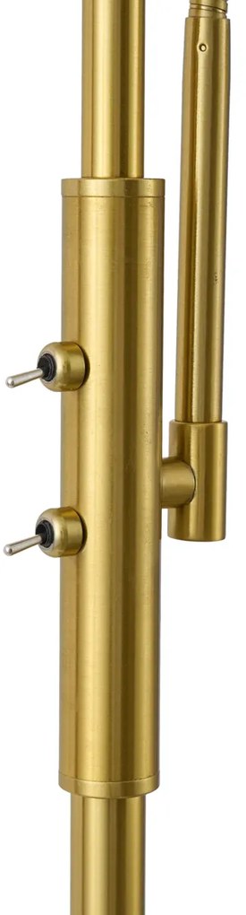 Design vloerlamp messing met amber glas 2-lichts - Brianna