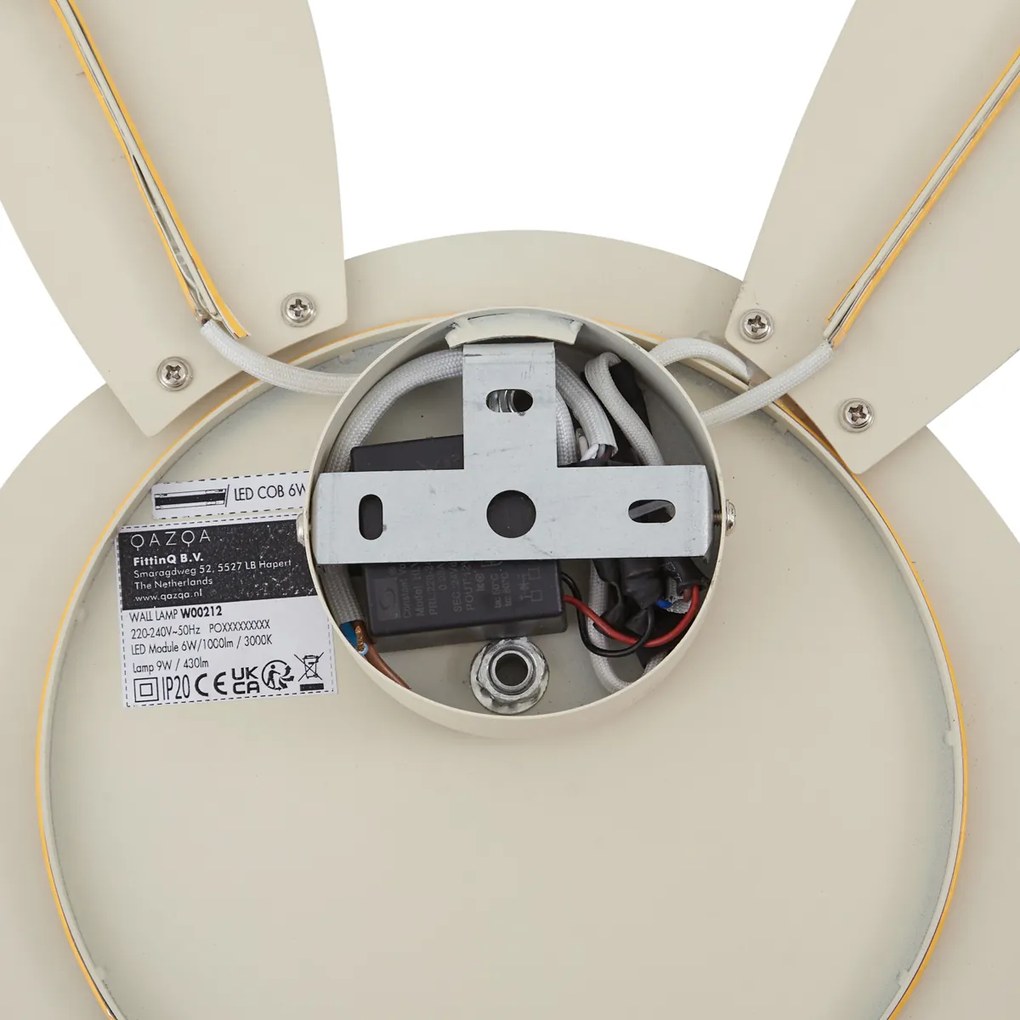 Kinder wandlamp beige met detail incl. LED 3-staps dimbaar - Benny the Bunny