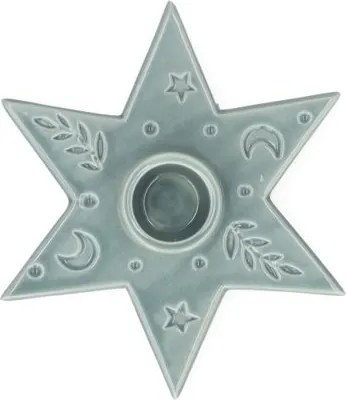 Kandelaar ster, porselein, blauw, dinerkaars
