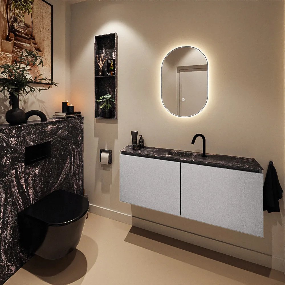 Mondiaz Ture DLux toiletmeubel 120cm plata met wastafel lava midden met kraangat