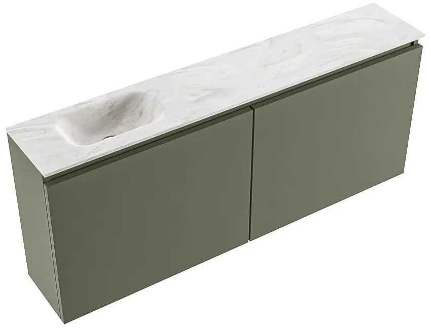 Mondiaz Ture DLux toiletmeubel 120cm army met wastafel ostra links met kraangat