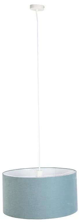 Stoffen Eettafel / Eetkamer Hanglamp wit met blauwe kap 50 cm - Combi 1 Modern E27 rond Binnenverlichting Lamp