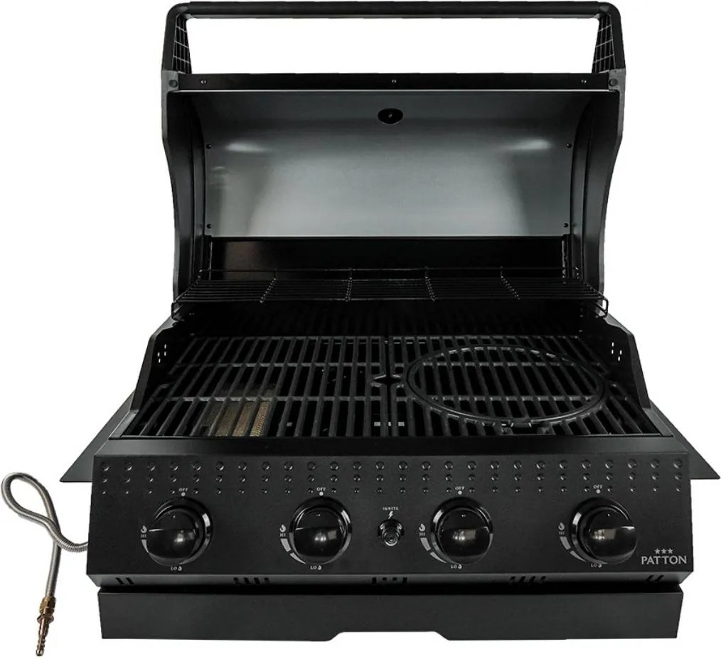 Patton Opus Inbouw Gasbarbecue 3 + 1 - zwart