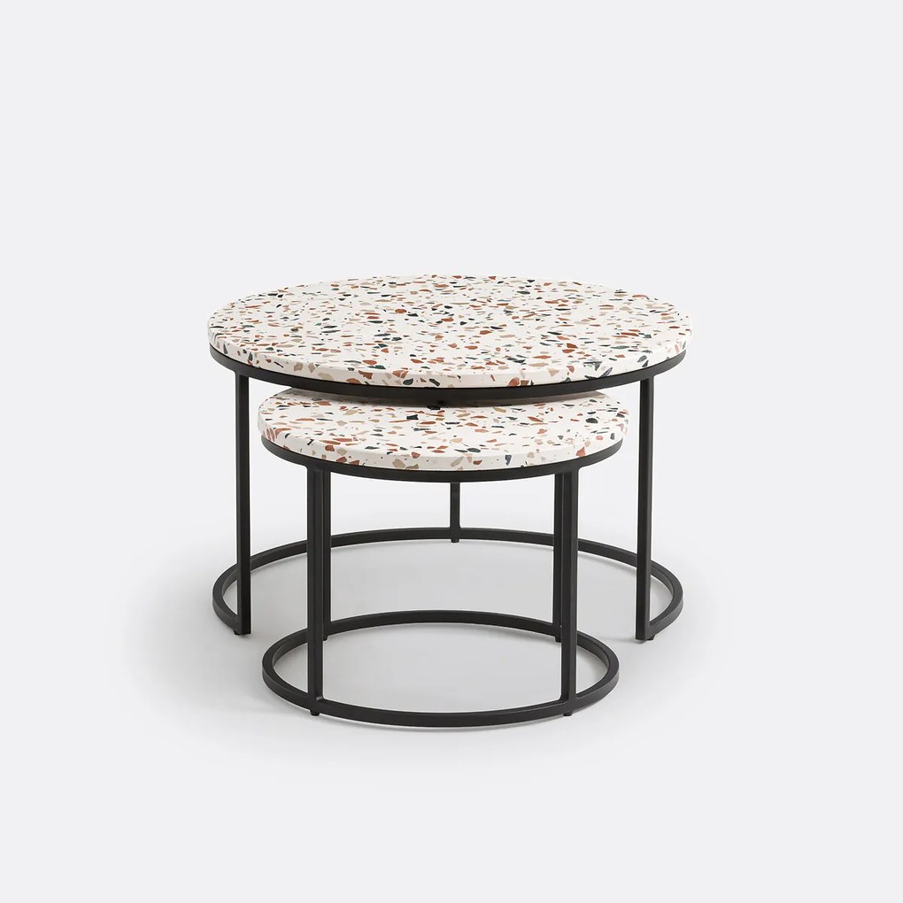 Set van 2 mimi salontafels in terrazzo, Hervé