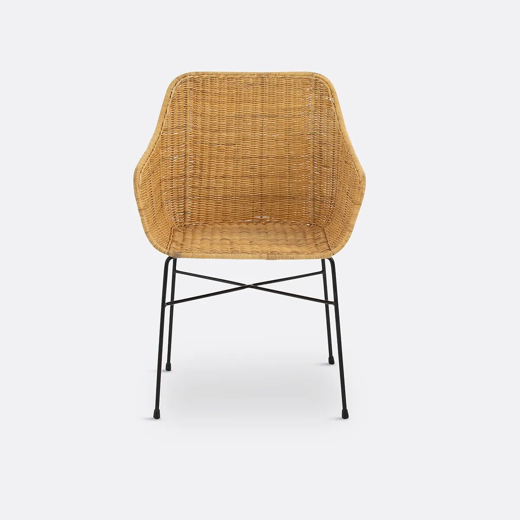 Tafelfauteuil in gevlochten rotan, Melawi