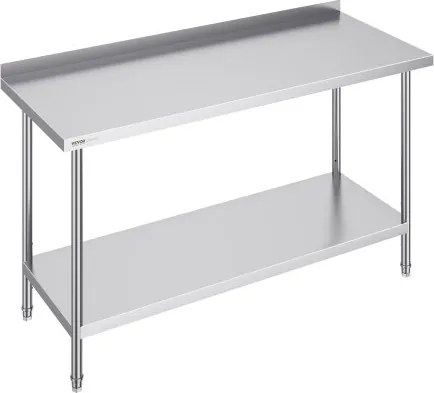 VEVOR RVS werktafel, commerciële werktafel voor voedselbereiding, 610 x 1524 x 914 mm, robuuste metalen werktafel met verstelbare hoogte voor restaurant, thuis en hotel