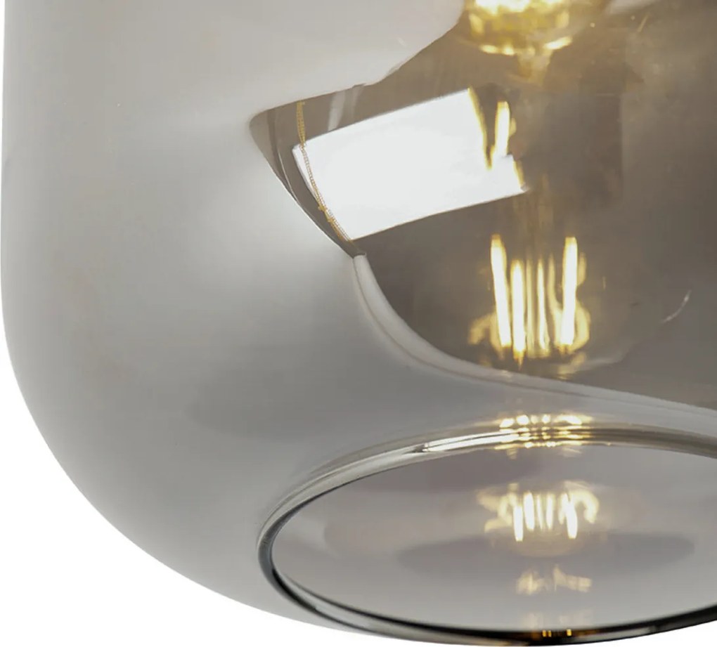 Design plafondlamp zwart met goud en smoke glas - Zuzanna
